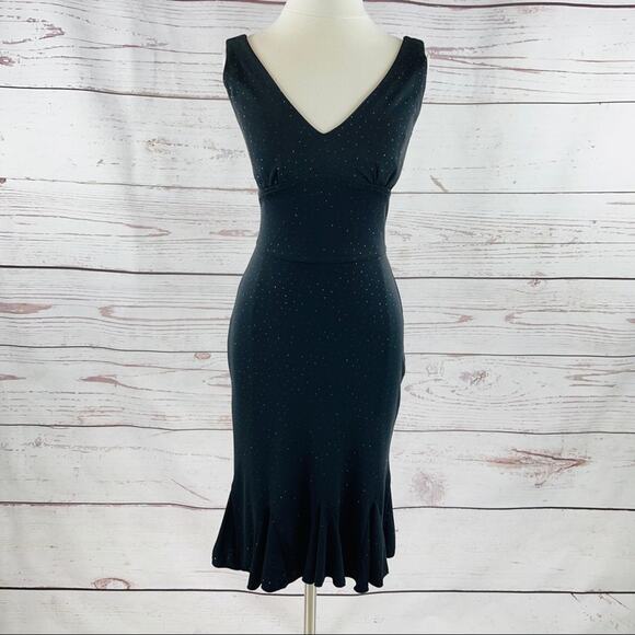 B Darlin Dresses & Skirts - B.Darlin black glitter dot dress flare hem peek-a-boo